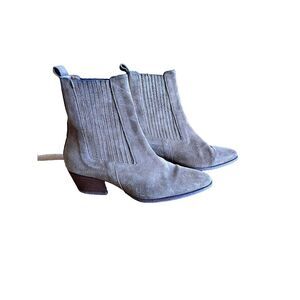 Sandro Leather Suede ankle boots Brown with elastic Size 36 Round Toe Block Heel